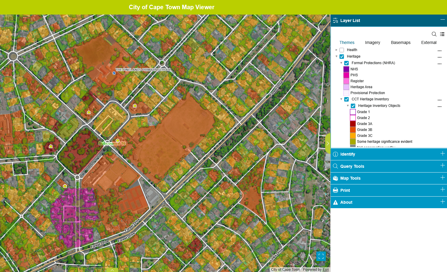 Heritage overlay from City maps