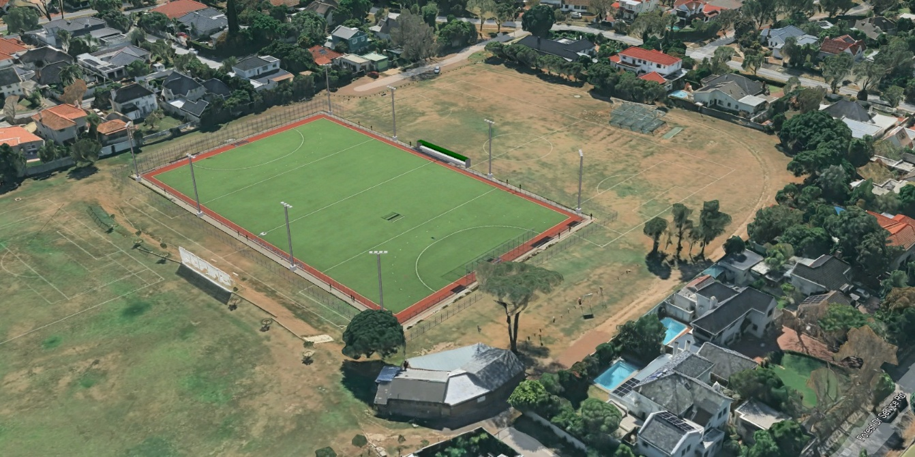 Google Earth visualization of astroturf on the lower oval, view 2