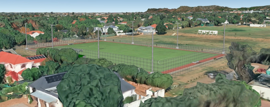 Google Earth visualization of astroturf on the lower oval, view 3