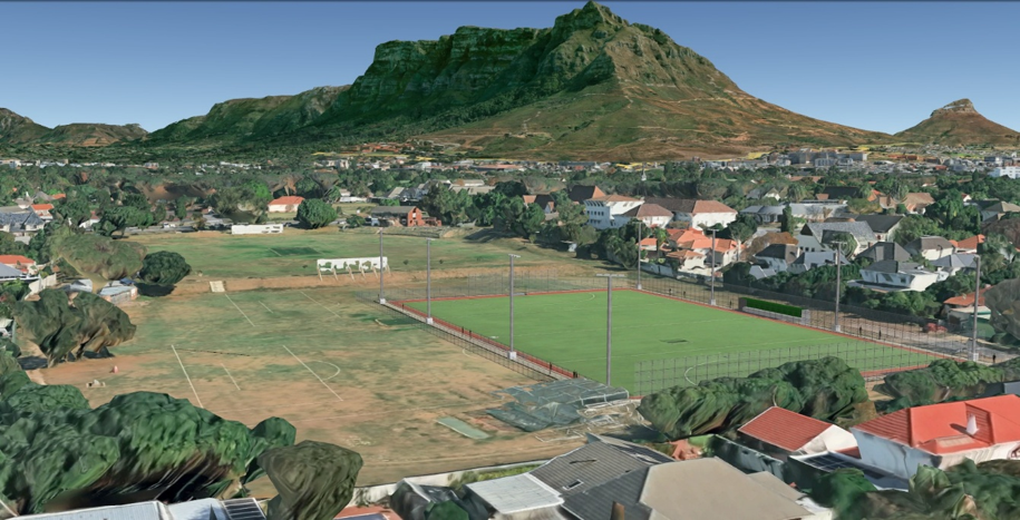 Google Earth visualization of astroturf on the lower oval, view 9